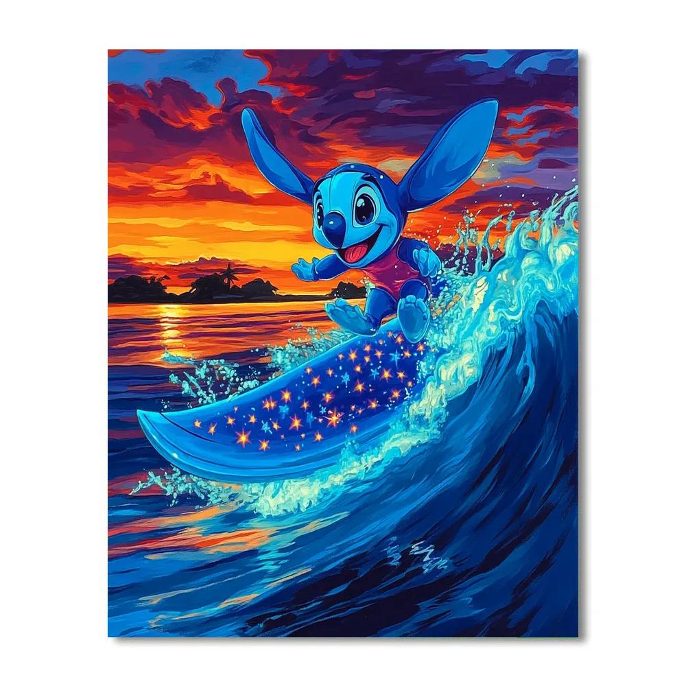 Stitch Galactic Surf Wave Disney Inspired painting number kit