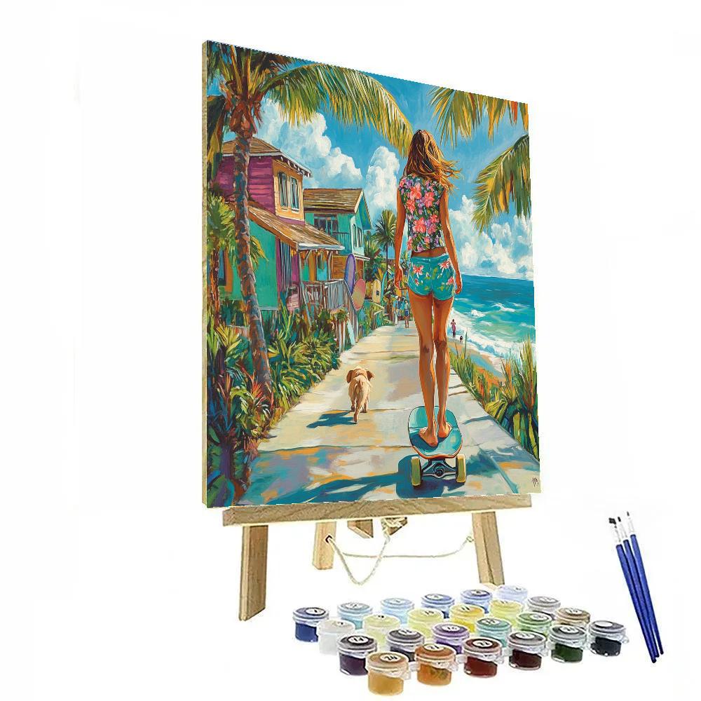 Nani Island Skateboard Stroll Disney Inspired paint by color