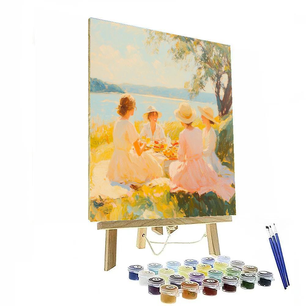 Renoir Inspired Picnic By The Lake paint by numbers