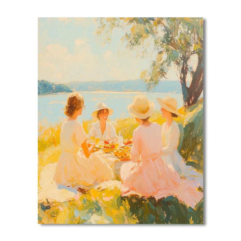 Renoir Inspired Picnic By The Lake paint by numbers
