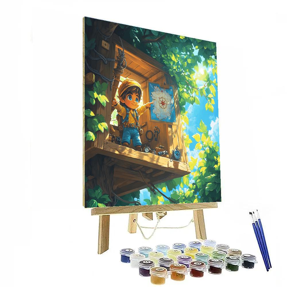 Huey Duck Summer Treehouse Map Disney Inspired Paint by numbers kits