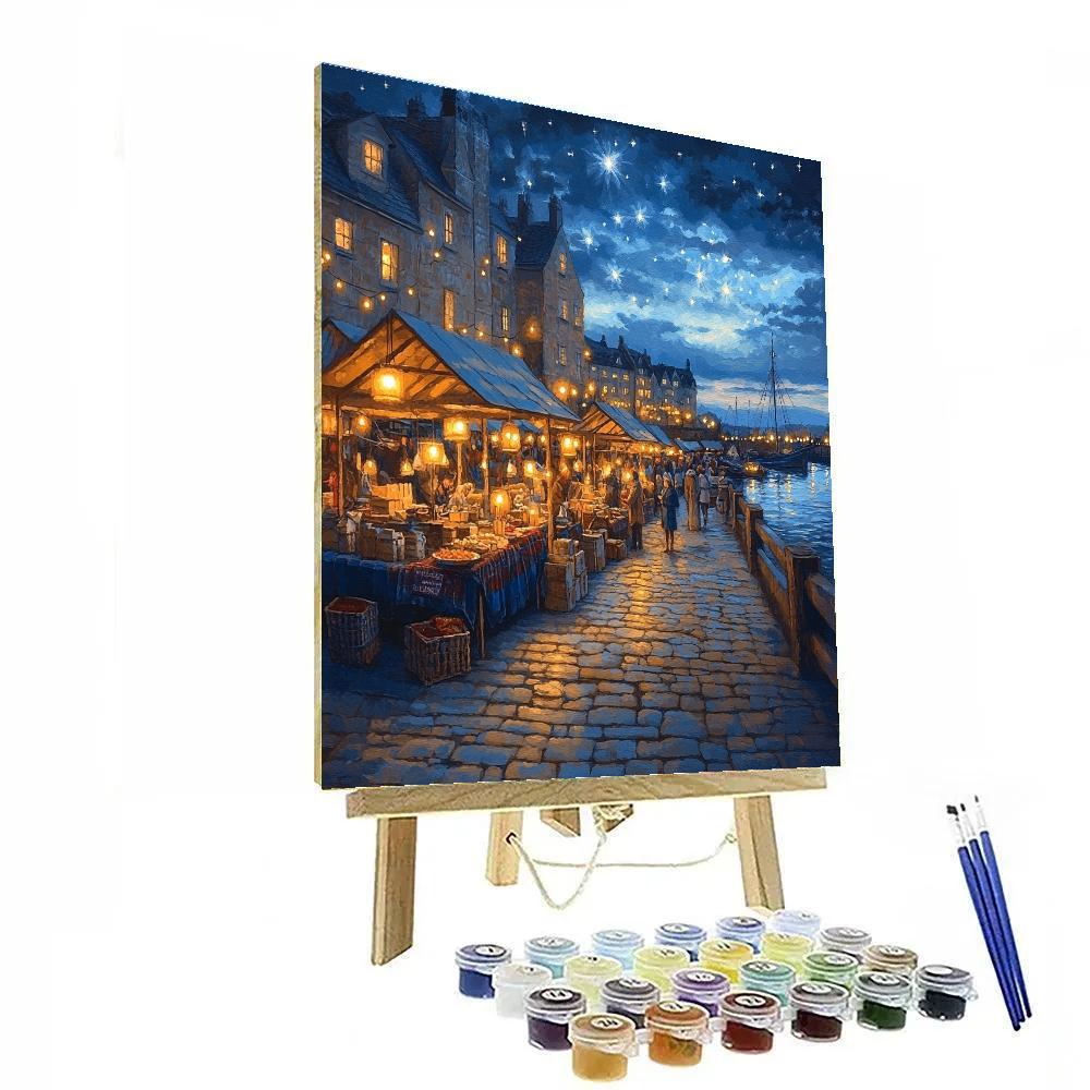 Seaport District Night Market Tallinn Estonia Painting by numbers kit