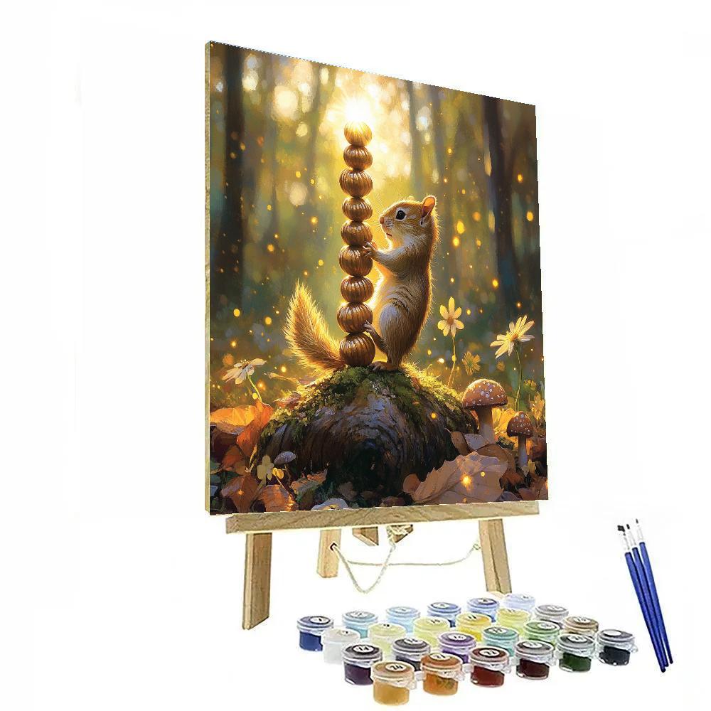 Chip Curious Forest Acorn Tower Disney Inspired paint by number
