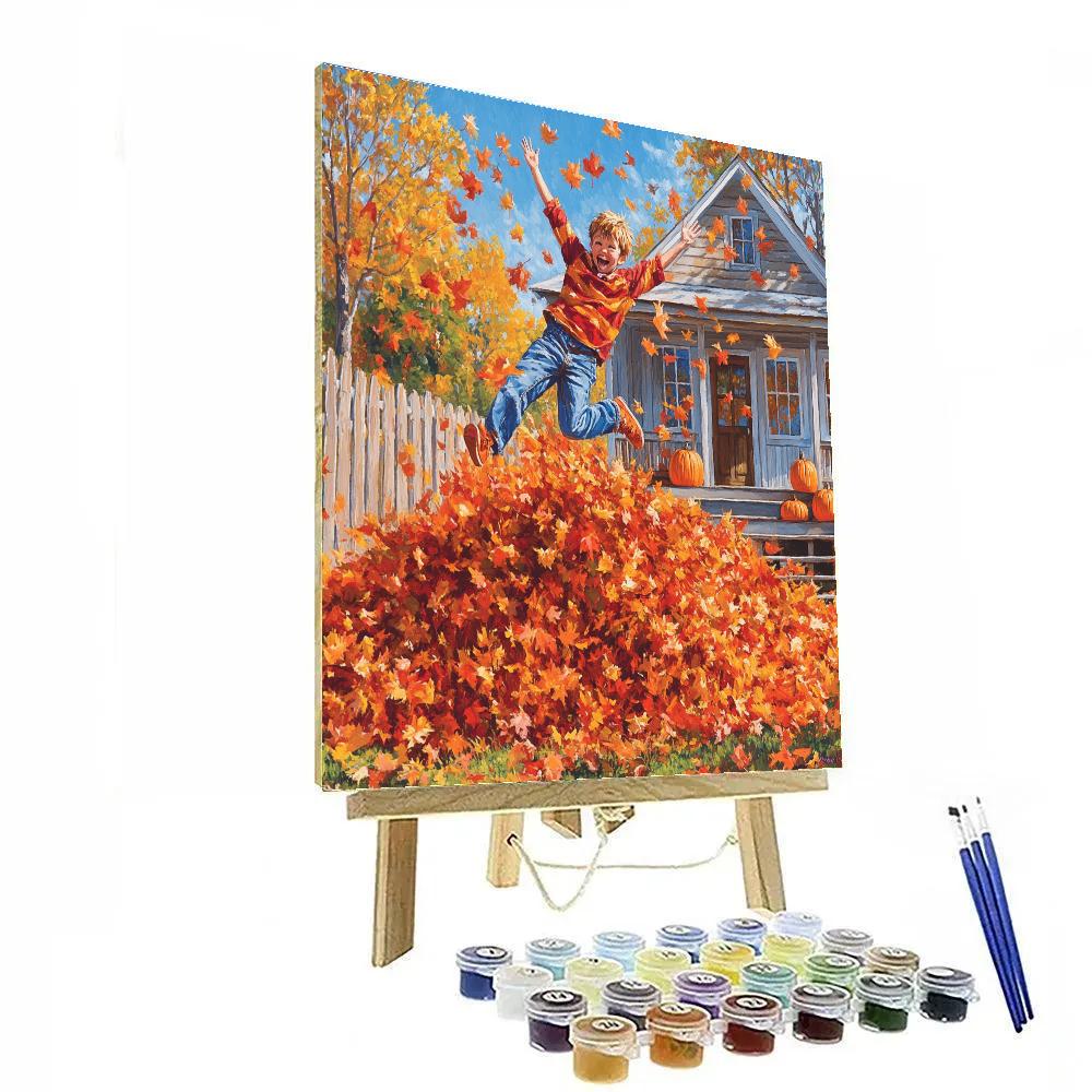 Dale Autumn Leaf Pile Jump Disney Inspired Numbered painting kits