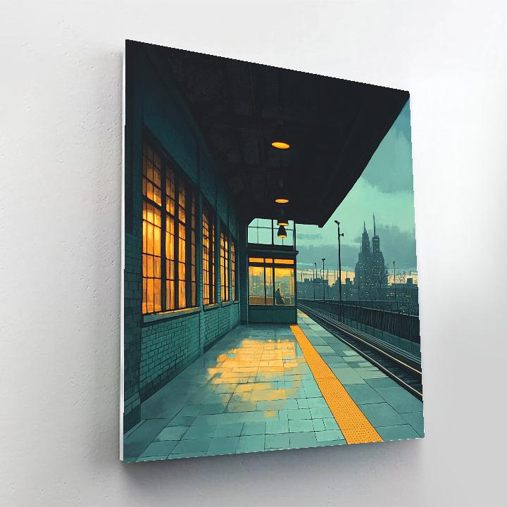 Edward Hopper Inspired Morning Train paint by color