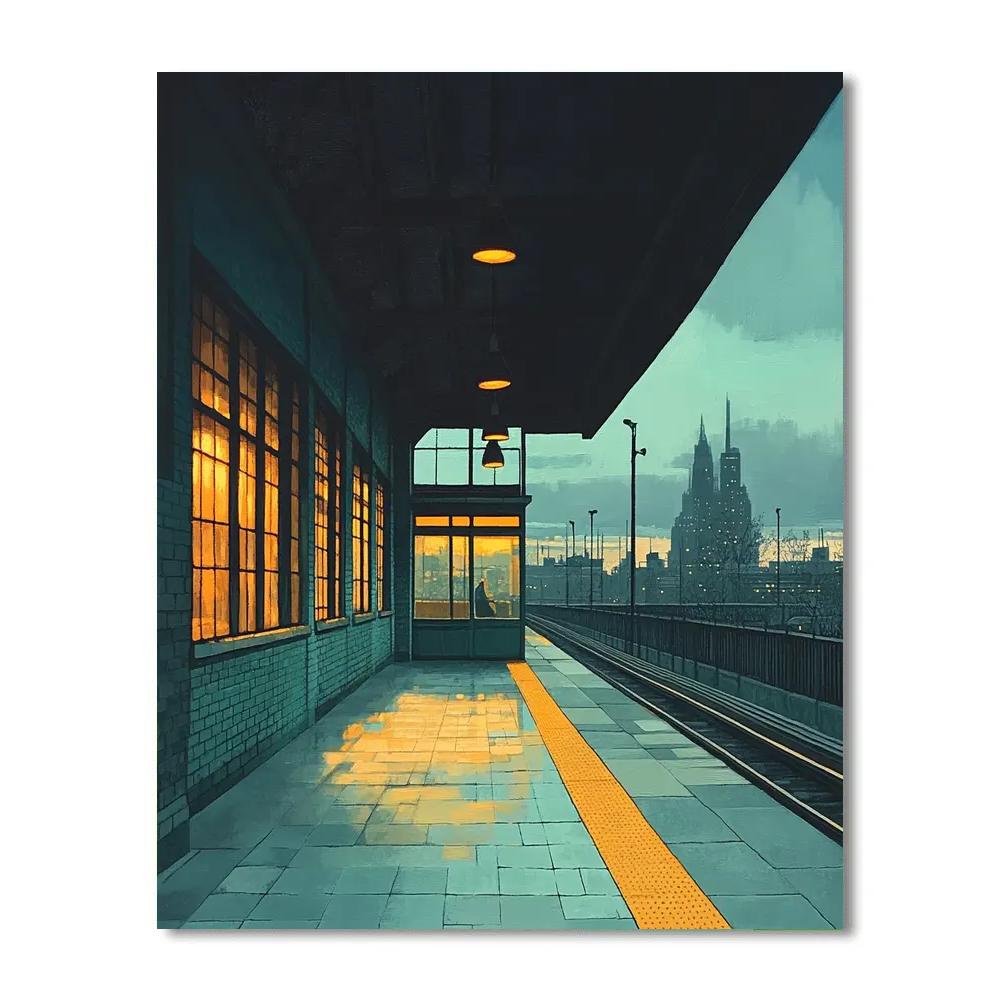 Edward Hopper Inspired Morning Train paint by color