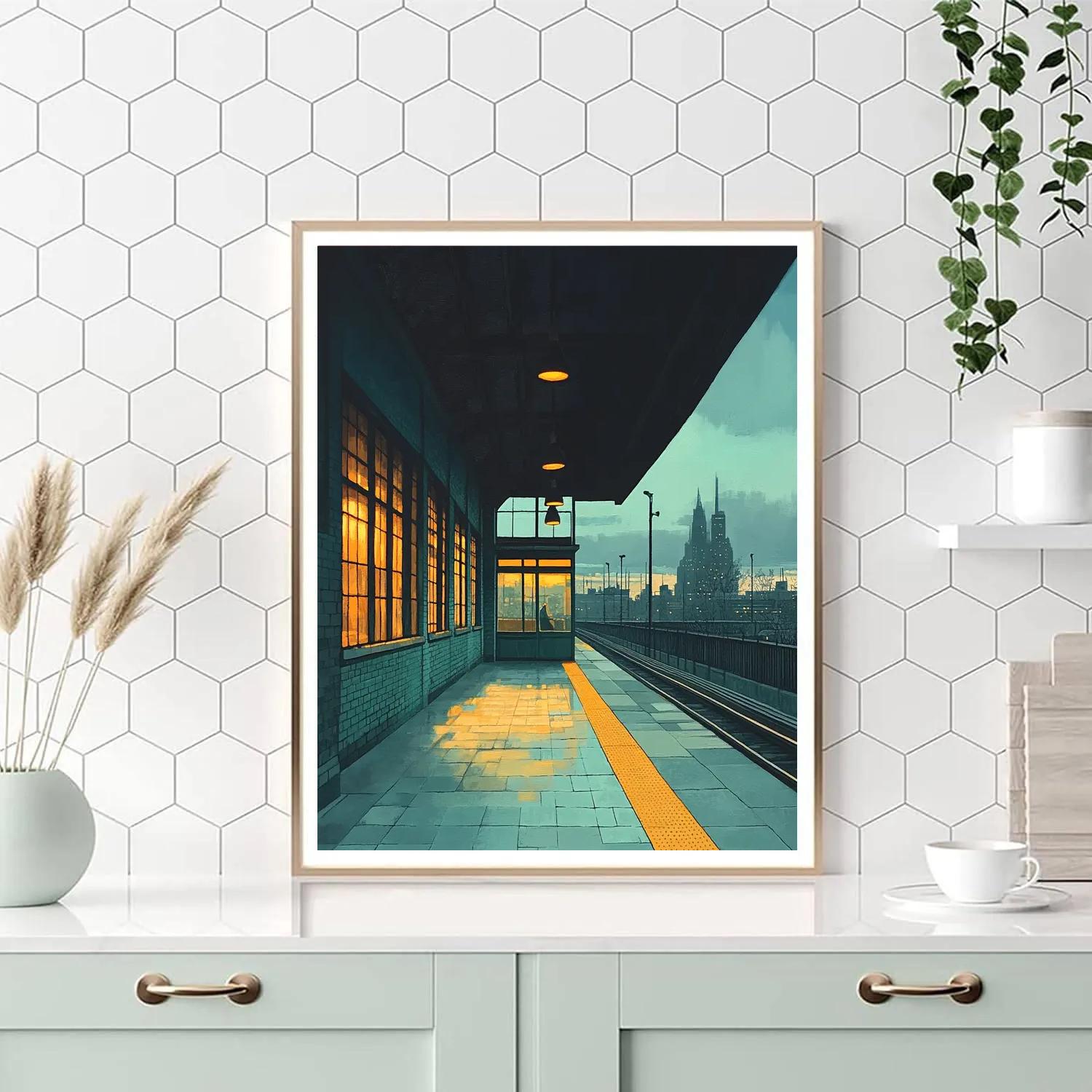 Edward Hopper Inspired Morning Train paint by color