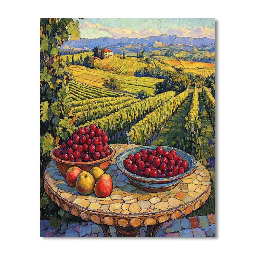 Cezanne Inspired Vineyard Table paint by numbers