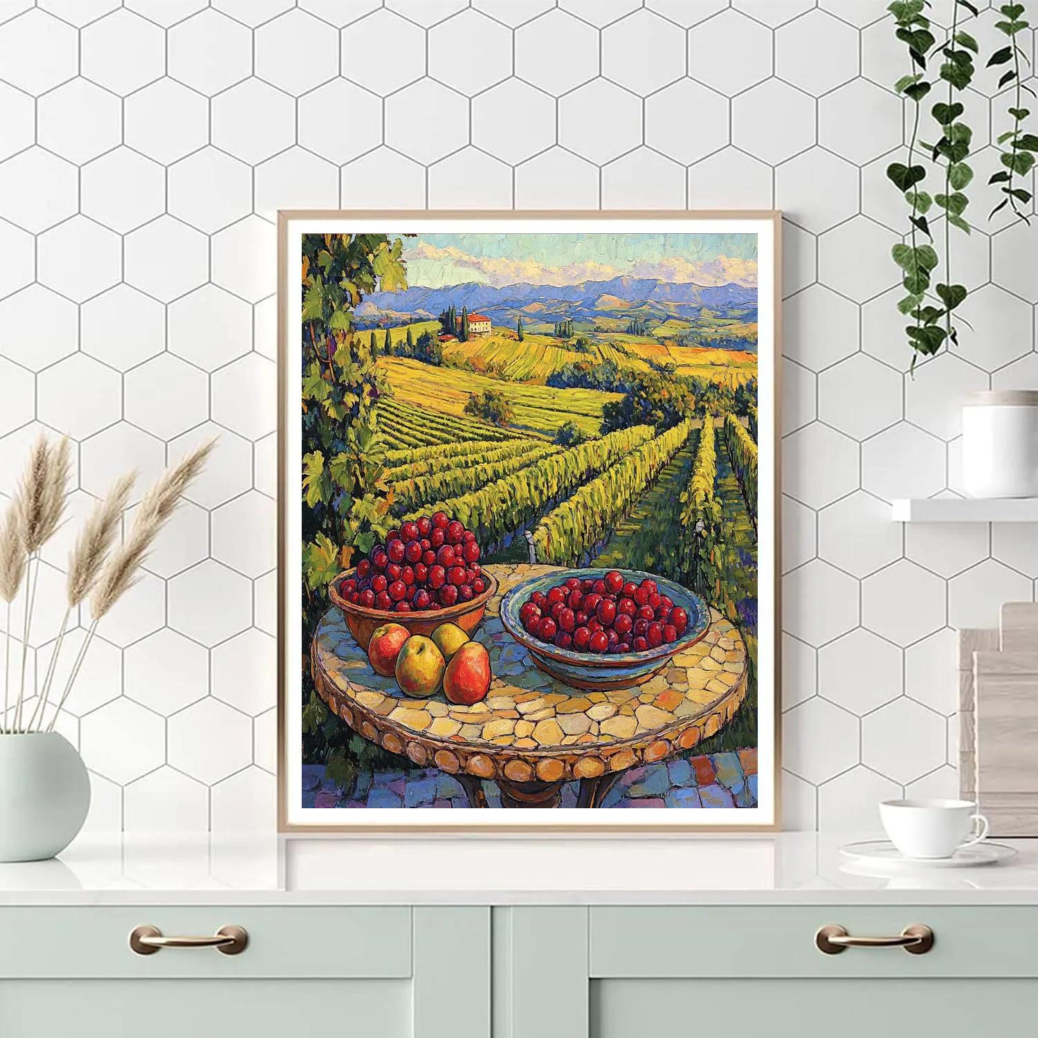 Cezanne Inspired Vineyard Table paint by numbers