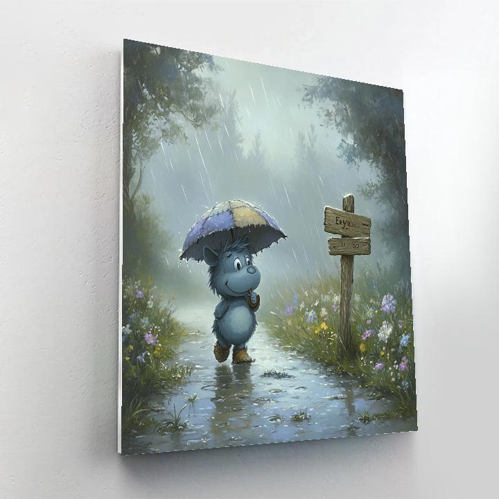 Eeyore Rainy Day Umbrella Walk Disney Inspired DIY paint by numbers