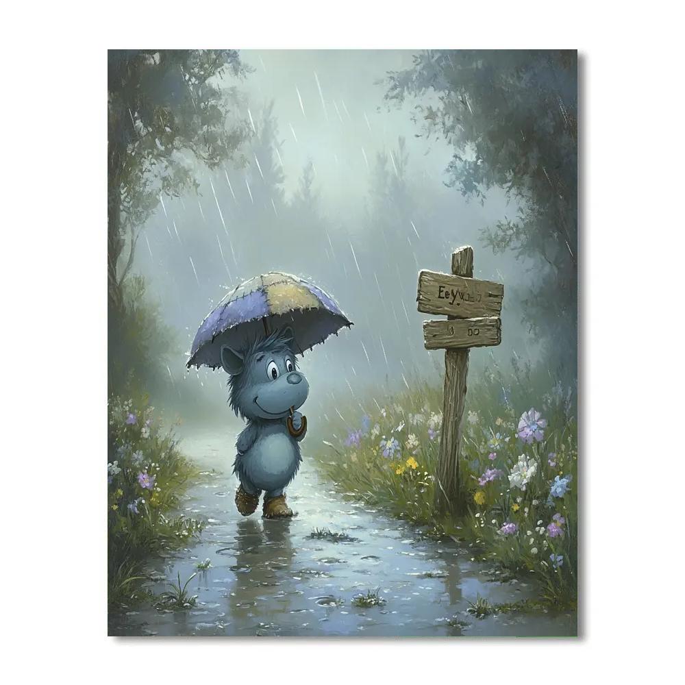 Eeyore Rainy Day Umbrella Walk Disney Inspired DIY paint by numbers