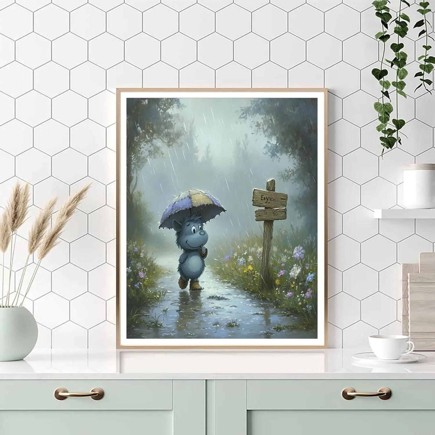 Eeyore Rainy Day Umbrella Walk Disney Inspired DIY paint by numbers