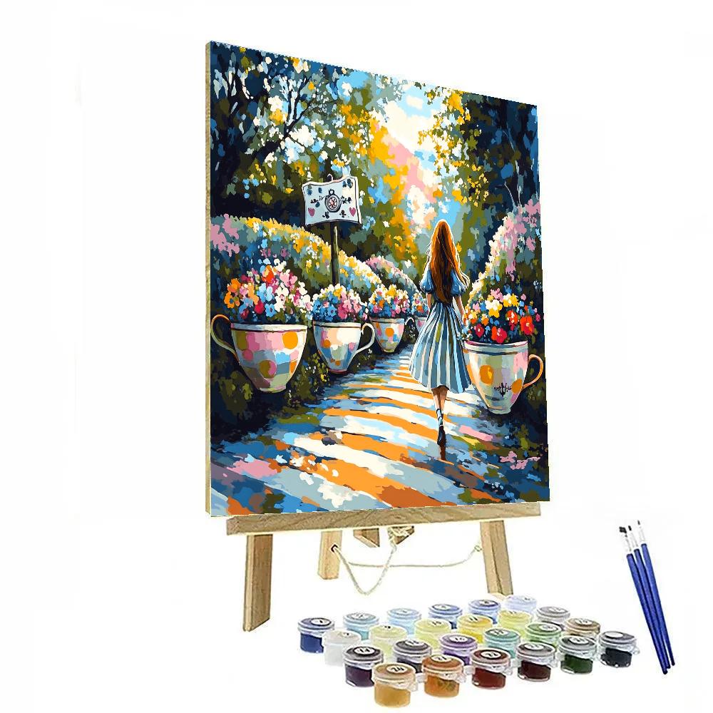 Alice Wonderland Teacup Garden Stroll Disney Inspired paint by color