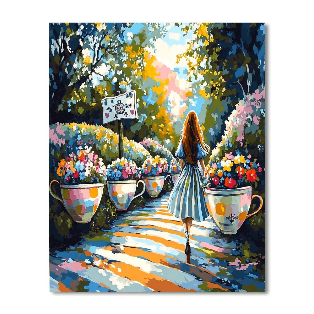 Alice Wonderland Teacup Garden Stroll Disney Inspired paint by color