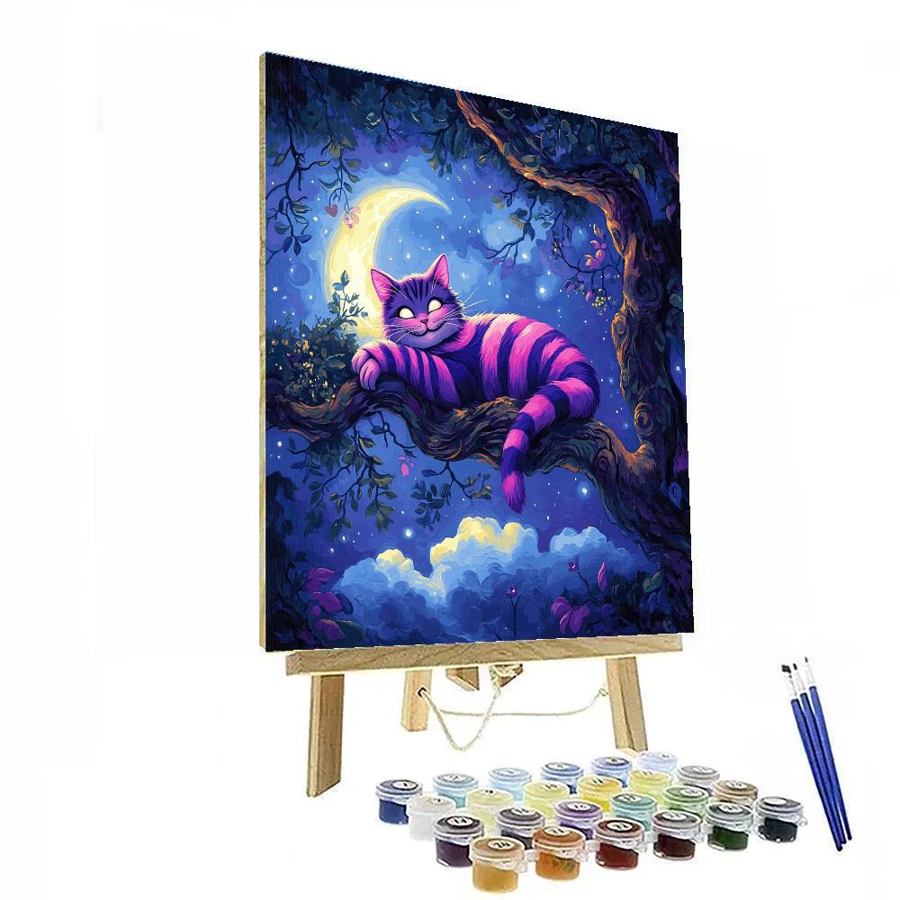 Cheshire Cat Moonlit Tree Grin Disney Inspired paint by color
