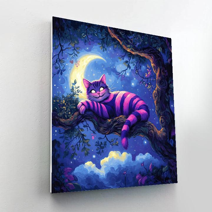 Cheshire Cat Moonlit Tree Grin Disney Inspired paint by color
