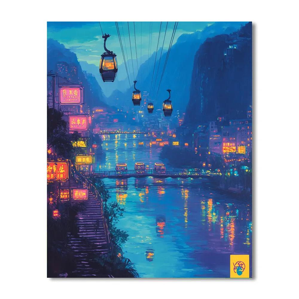 Riverside Promenade Chongqing China Paint by numbers art