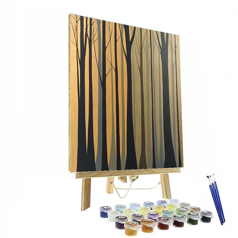 Egon Schiele Inspired Gnarled Trees Number painting