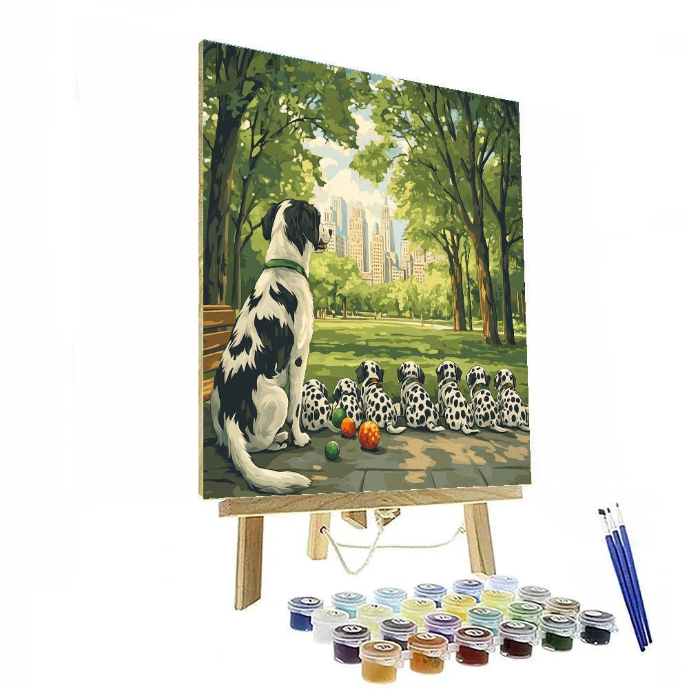 Pongo City Park Puppy Lineup Disney Inspired Paint by numbers kits