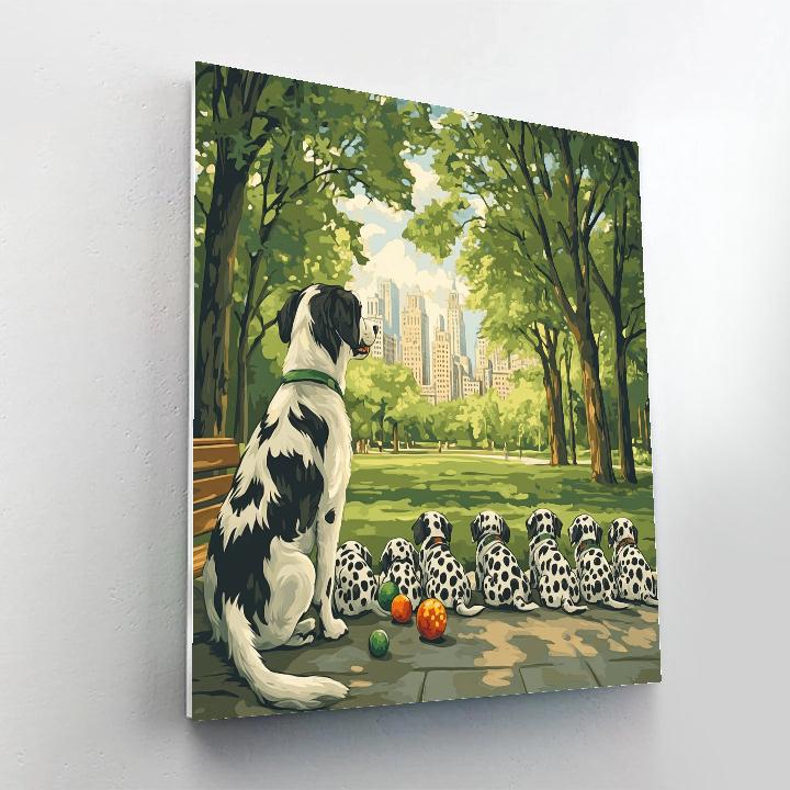 Pongo City Park Puppy Lineup Disney Inspired Paint by numbers kits