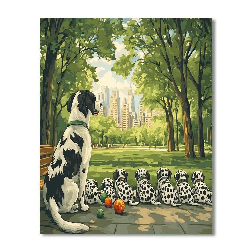 Pongo City Park Puppy Lineup Disney Inspired Paint by numbers kits