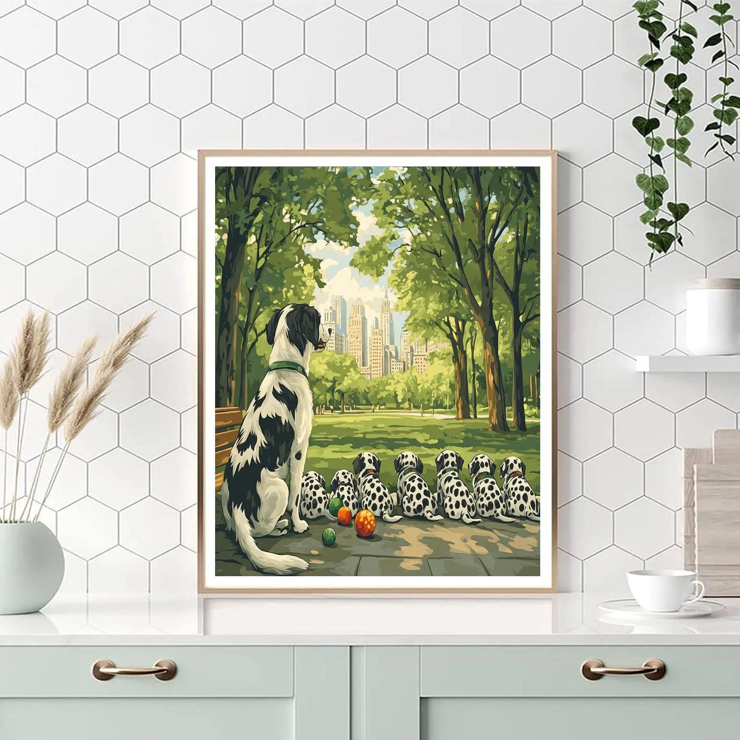 Pongo City Park Puppy Lineup Disney Inspired Paint by numbers kits