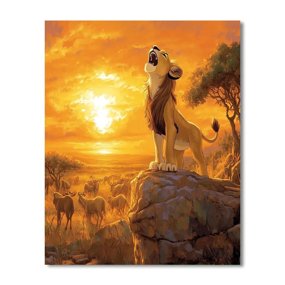 Simba Pride Rock Sunrise Roar Disney Inspired Number painting