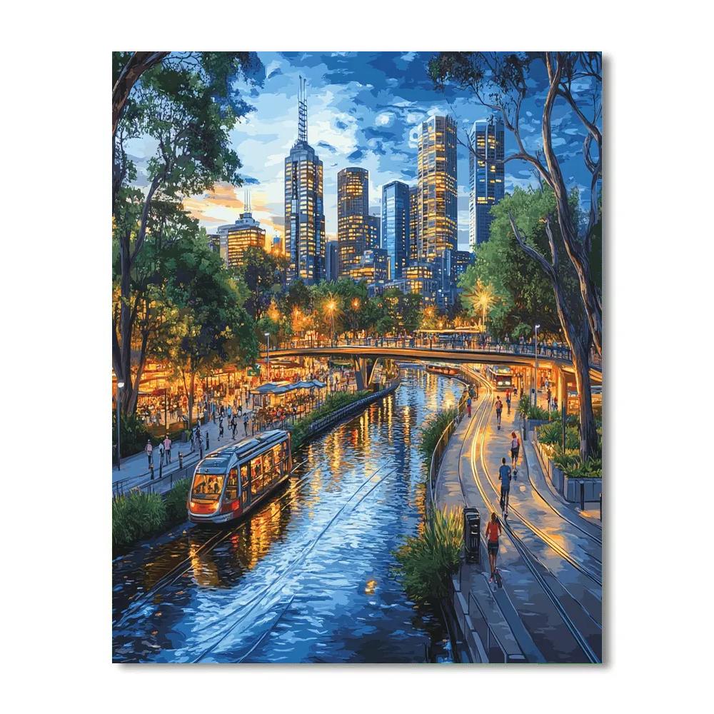 Yarra River Banks Melbourne Australia paint by color