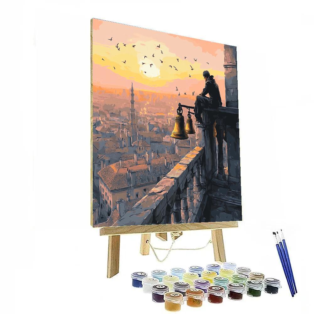 Quasimodo Cathedral Bell Tower Sunrise Disney Inspired paint by color