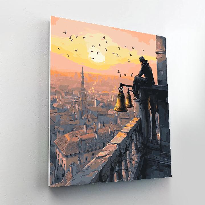 Quasimodo Cathedral Bell Tower Sunrise Disney Inspired paint by color