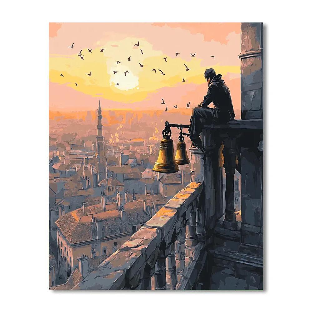 Quasimodo Cathedral Bell Tower Sunrise Disney Inspired paint by color