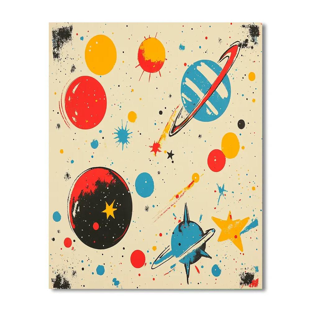Miró Inspired Cosmic Playground paint by number