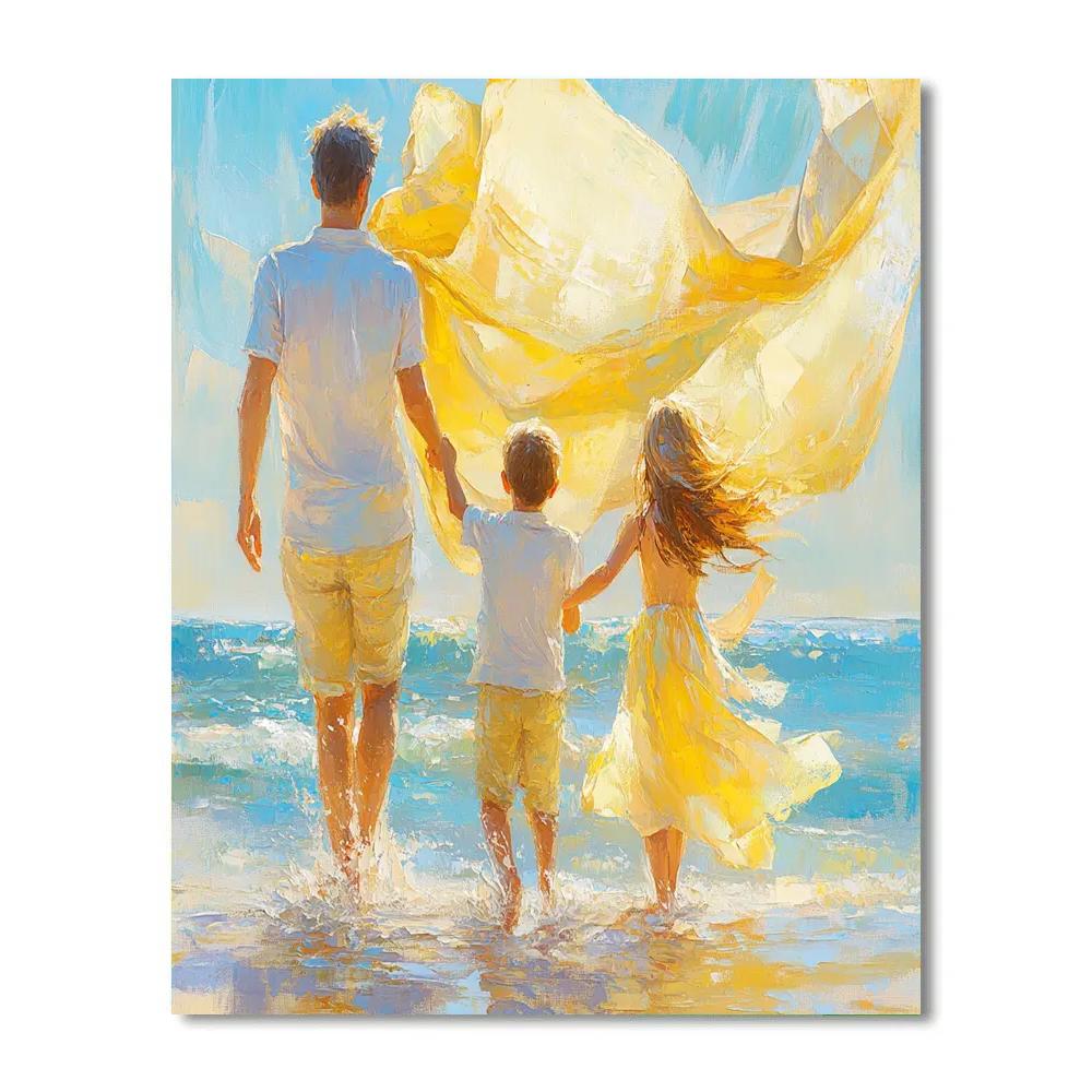 Joaquín Sorolla Inspired Beach Family paint by color
