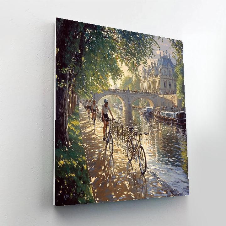 Riverside Bicycle Path Amsterdam Amstel Netherlands paint by numbers