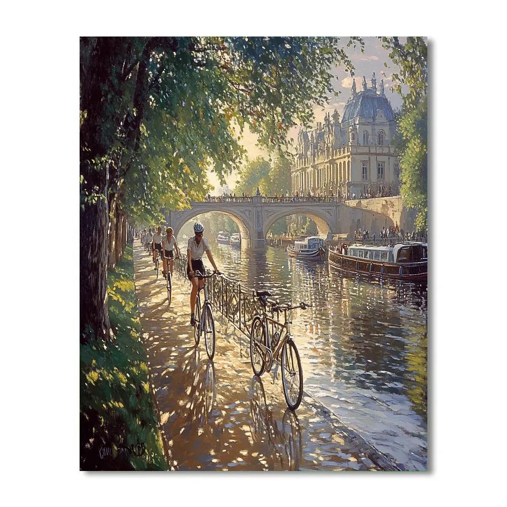 Riverside Bicycle Path Amsterdam Amstel Netherlands paint by numbers