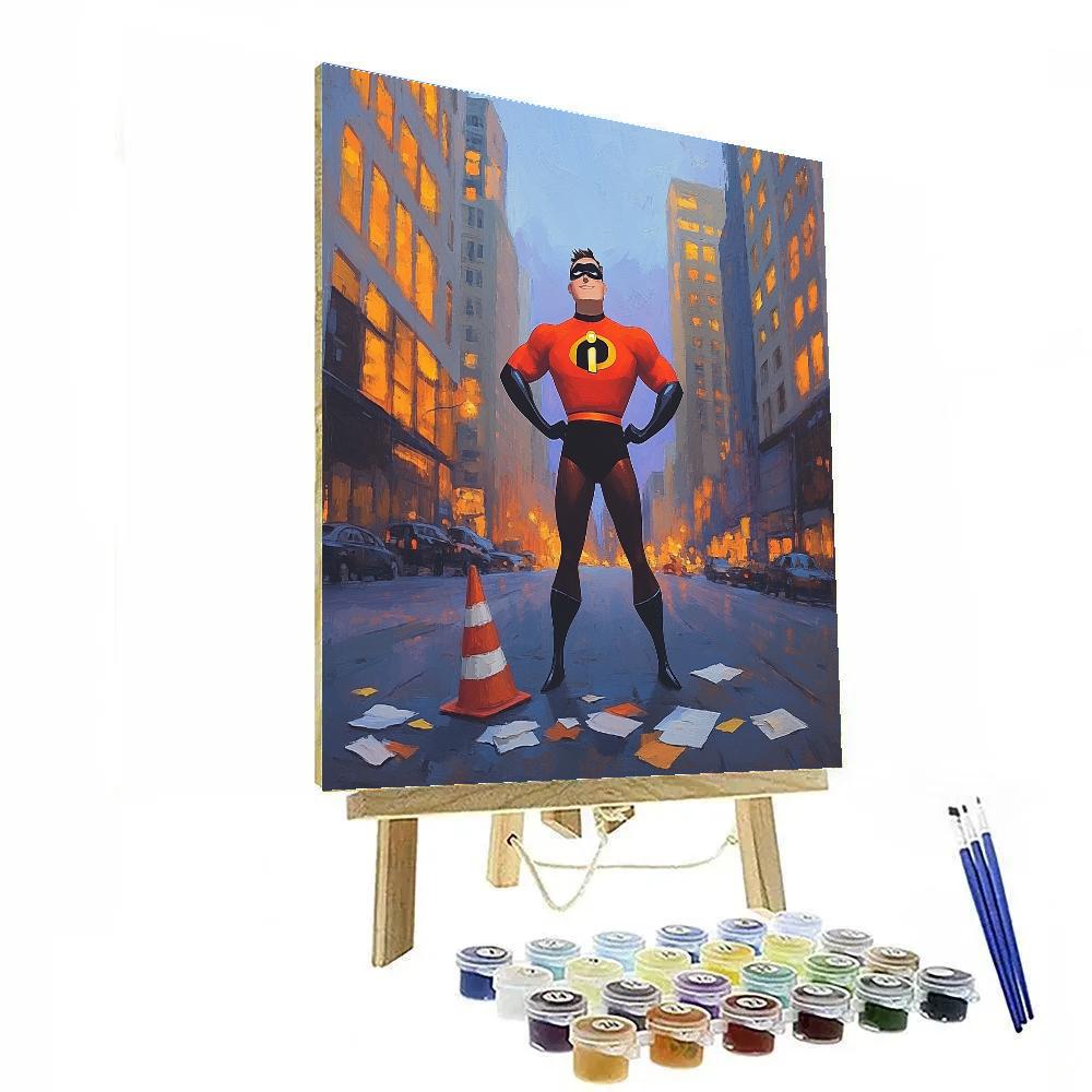 Mr Incredible City Street Hero Pose Disney Inspired Painting by numbers kit