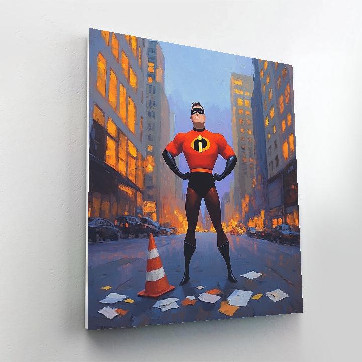 Mr Incredible City Street Hero Pose Disney Inspired Painting by numbers kit