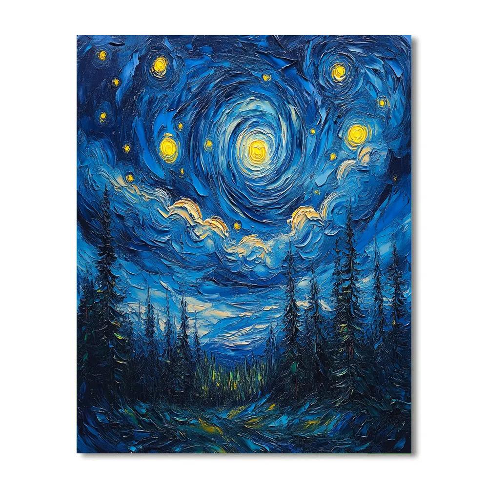 Van Gogh Inspired Moonlit Forest Paint by numbers kits