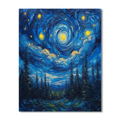Van Gogh Inspired Moonlit Forest Paint by numbers kits