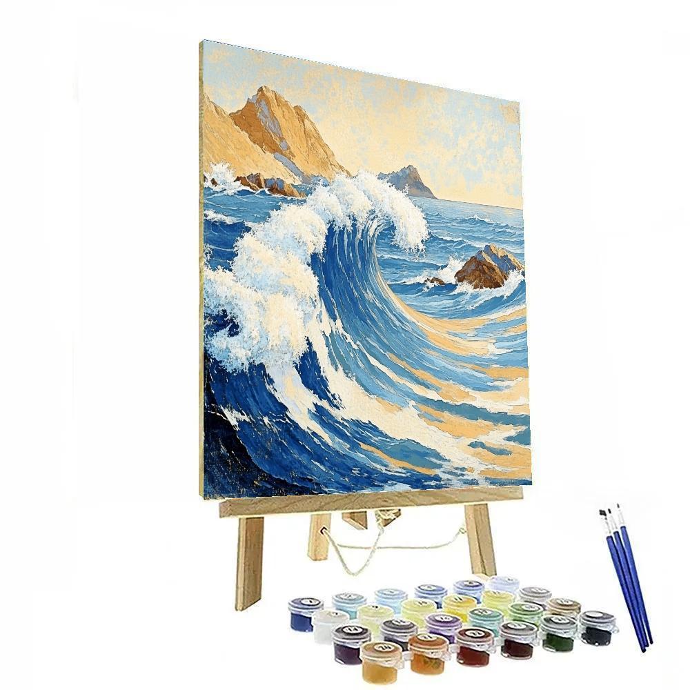 Hokusai Inspired Stormy Wave paint by number