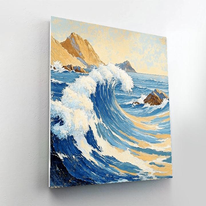 Hokusai Inspired Stormy Wave paint by number