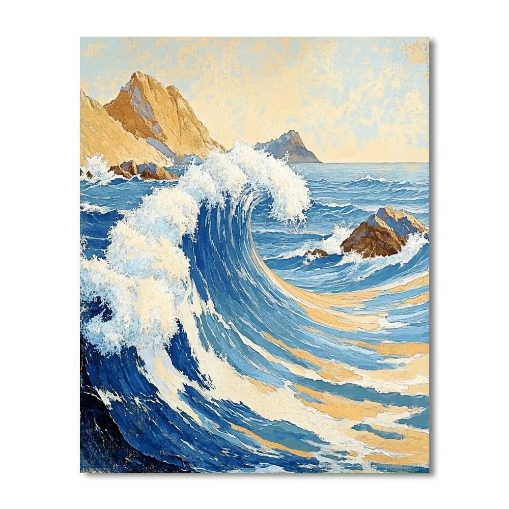 Hokusai Inspired Stormy Wave paint by number