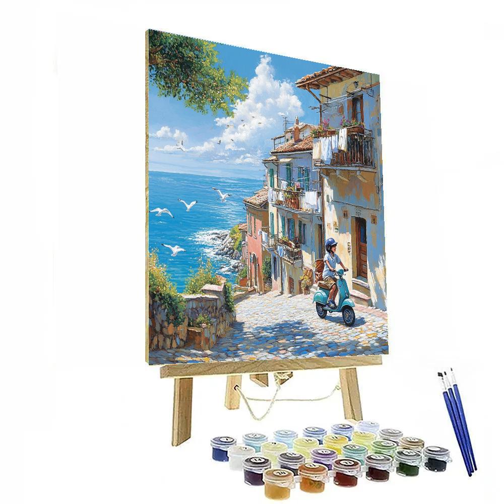 Luca Seaside Scooter Coast Ride Disney Inspired paint by number