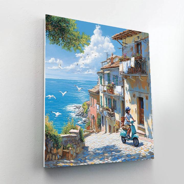 Luca Seaside Scooter Coast Ride Disney Inspired paint by number