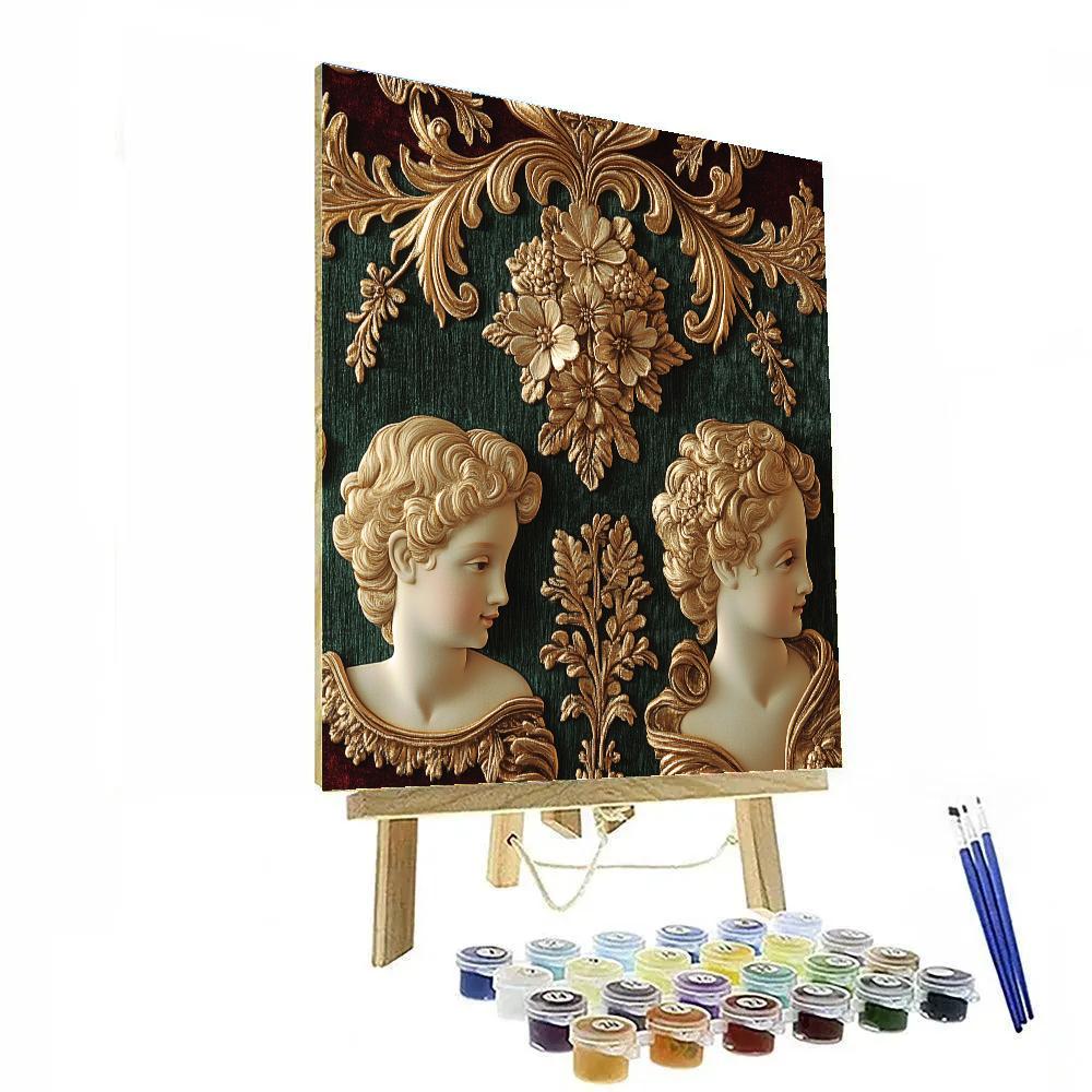 Gustav Klimt Inspired Floral Tapestry paint by color