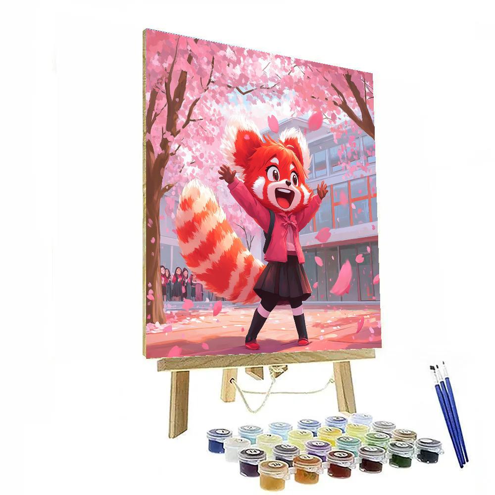 Mei Lee School Courtyard Panda Giggles Disney Inspired Number painting