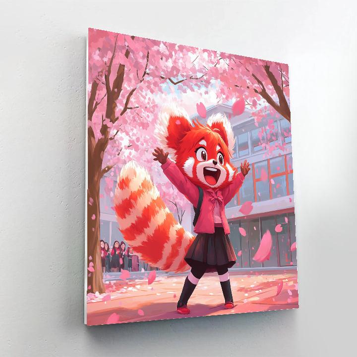 Mei Lee School Courtyard Panda Giggles Disney Inspired Number painting