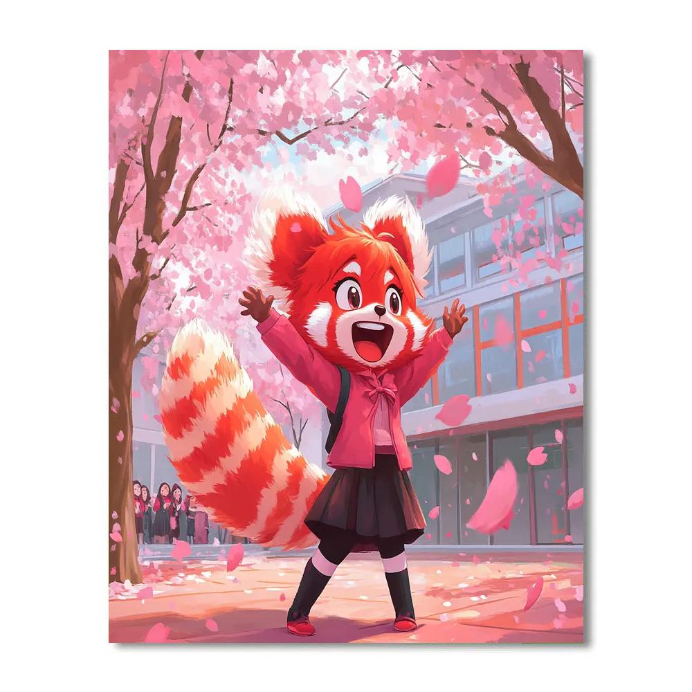 Mei Lee School Courtyard Panda Giggles Disney Inspired Number painting