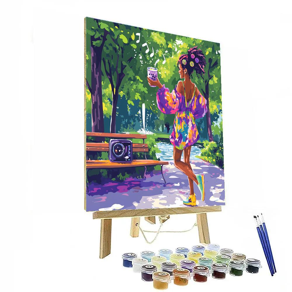 Abby Park Bench Bubble Tea Dance Disney Inspired painting number kit
