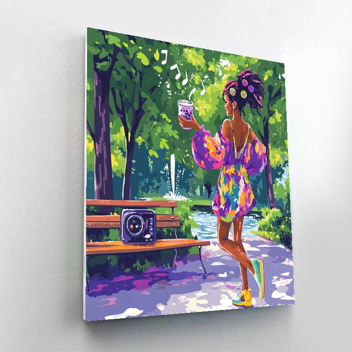 Abby Park Bench Bubble Tea Dance Disney Inspired painting number kit